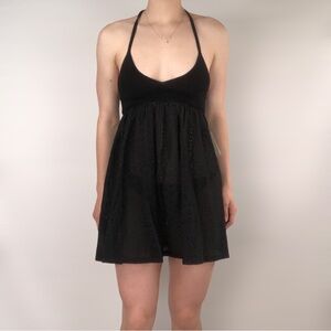 NWT By Anthropologie Eyelet Sweater Dress Black‎ Mini Size XS